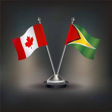 Kanada ve Gunaya bayrağı, masanın üzerinde durun. Vektör İllüstrasyonu