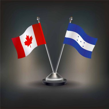 Kanada ve Honduras bayrak ilişkileri, masada durun. Vektör İllüstrasyonu