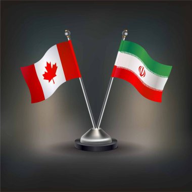 Kanada ve İran bayrağı, masaya geçin. Vektör İllüstrasyonu