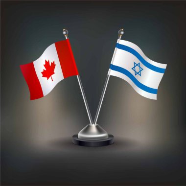 Kanada ve İsrail bayrağı. Masada durun. Vektör İllüstrasyonu