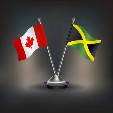Kanada ve Jamaika bayrak ilişkileri, masaya geçin. Vektör İllüstrasyonu