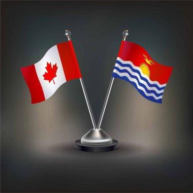Kanada ve Kiribati bayrağı, masanın üzerinde durun. Vektör İllüstrasyonu