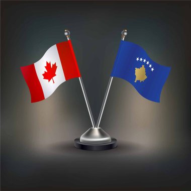 Kanada ve Kosova Bayrağı İlişkisi, masaya geçin. Vektör İllüstrasyonu