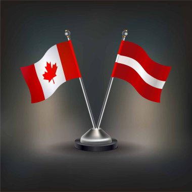 Kanada ve Letonya bayrak ilişkileri, masaya geçin. Vektör İllüstrasyonu