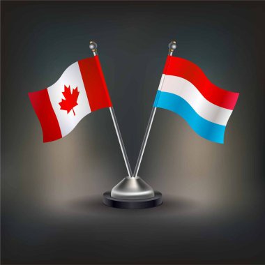 Kanada ve Lüksemburg bayrağı, masaya geçin. Vektör İllüstrasyonu