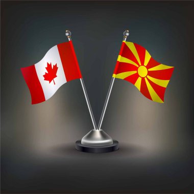 Kanada ve Makedonya 'nın bayrağı masada duruyor. Vektör İllüstrasyonu