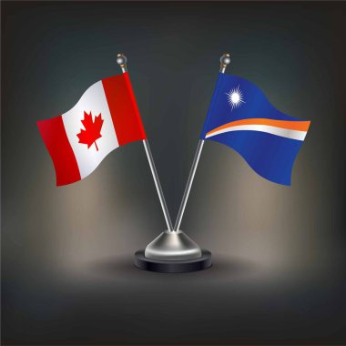 Kanada ve Marshall Adaları bayrak ilişkileri, masanın üzerinde durun. Vektör İllüstrasyonu