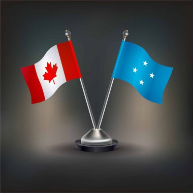 Kanada ve Mikronezya bayrak ilişkileri, masada durun. Vektör İllüstrasyonu