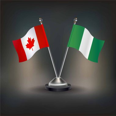 Kanada ve Nijerya bayrağı, masanın üzerinde durun. Vektör İllüstrasyonu