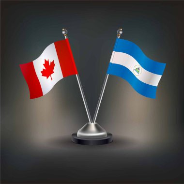 Kanada ve Nikaragua bayrağı, masanın üzerinde durun. Vektör İllüstrasyonu