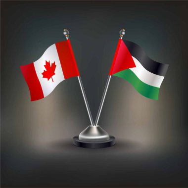 Kanada ve Filistin bayrağı, masaya geçin. Vektör İllüstrasyonu