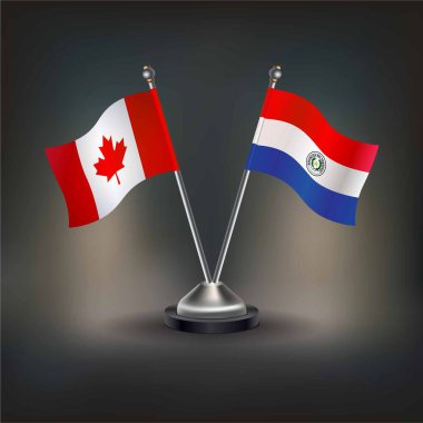 Kanada ve Paraguay bayrağı, masanın üzerinde durun. Vektör İllüstrasyonu