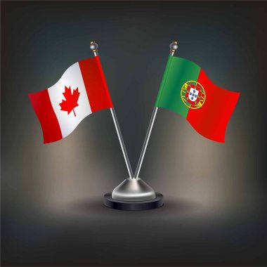 Kanada ve Portekiz bayrağı, masaya geçin. Vektör İllüstrasyonu