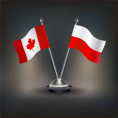 Kanada ve Polonya bayrağı, masaya geçin. Vektör İllüstrasyonu