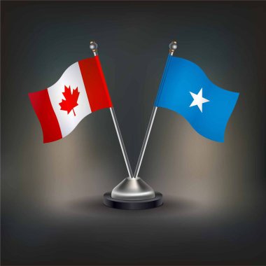 Kanada ve Somali bayrağı. Masada durun. Vektör İllüstrasyonu