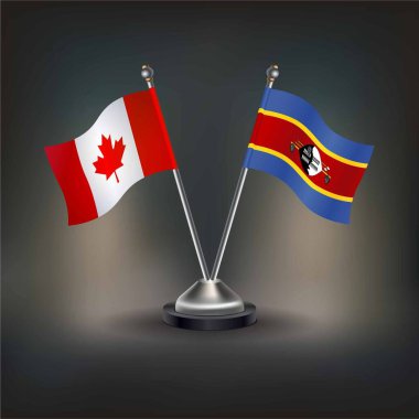 Kanada ve Svaziland bayrak ilişkileri, masaya geçin. Vektör İllüstrasyonu