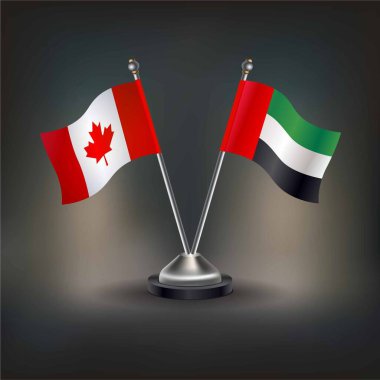 Kanada ve Birleşik Arap Emirlikleri bayrak ilişkileri, masada durun. Vektör İllüstrasyonu