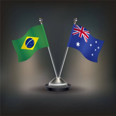 Brezilya ve Avustralya bayrağı. Masada durun. Vektör İllüstrasyonu