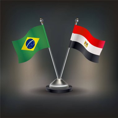 Brezilya ve EGYPT bayrak ilişkileri, masada durun. Vektör İllüstrasyonu