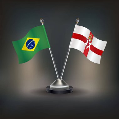 Brezilya ve Kuzey İrlanda bayrağı, masaya geçin. Vektör İllüstrasyonu