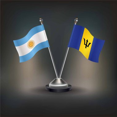 Arjantin ve Barbados bayrak ilişkileri, masada durun. Vektör İllüstrasyonu