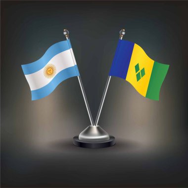 Arjantin ve St. Vincent Grenadines bayrak ilişkileri, masada kalın. Vektör İllüstrasyonu