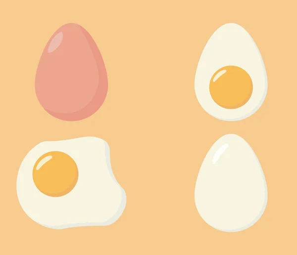 Яйця Різних Формах Набір Смажених Варених Наполовину Векторні Ілюстрації Яйця — стоковий вектор
