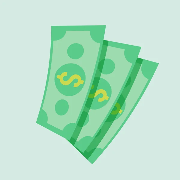 Peníze Dolar Hotovosti Ploché Vektorové Ilustrace Ilustrace Dolarových Bankovek Zelený — Stockový vektor