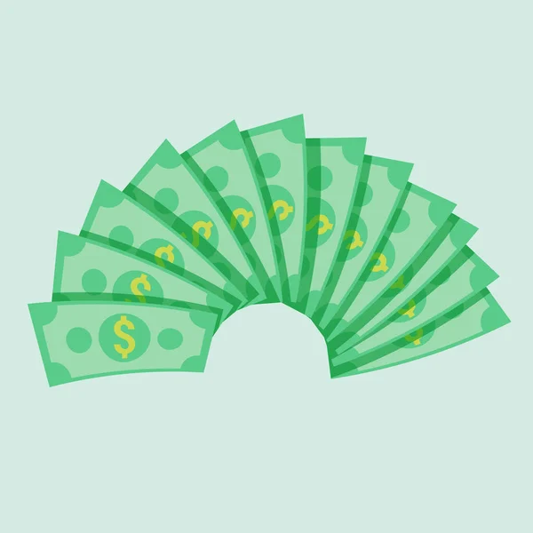 Peníze Dolar Hotovosti Ploché Vektorové Ilustrace Ilustrace Dolarových Bankovek Zelený — Stockový vektor