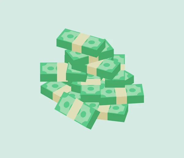 Izometrikus Pénz Dollár Készpénz Lapos Vektor Illusztráció Dollárbankjegyek Illusztrációja Zöld — Stock Vector