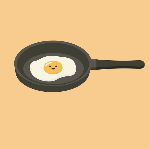 Telur Goreng Manis Wajan Sehat Pagi Sarapan Dengan Telur Ilustrasi - Stok Vektor