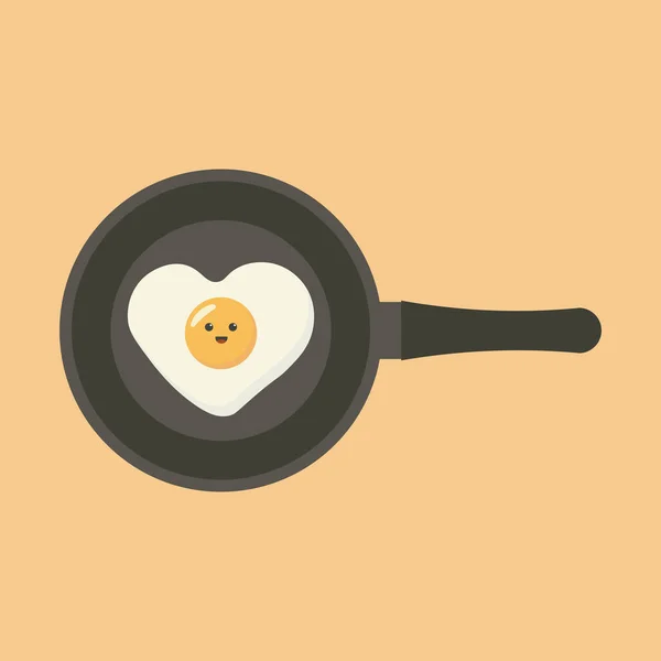 Симпатичное Яйцо Сковородке Здоровый Завтрак Яйцом Векторная Иллюстрация — стоковый вектор
