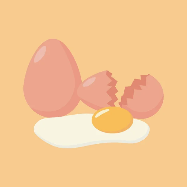 Cute Cartoon Character Design Fried Egg Cracked Shell Vector Illustration — Stock Vector