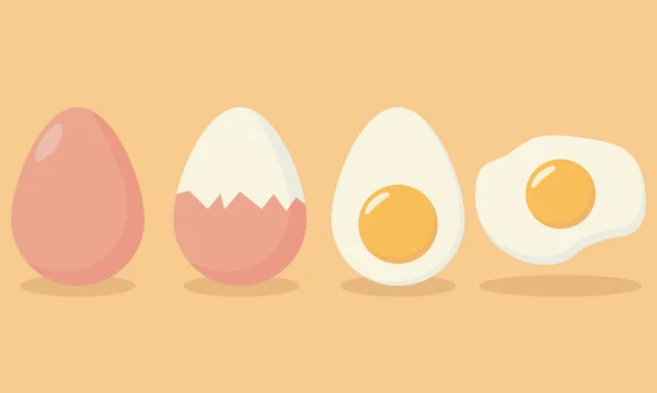 Eier Verschiedenen Formen Set Gebraten Gekocht Halb Vektorillustration Eier Verschiedenen — Stockvektor