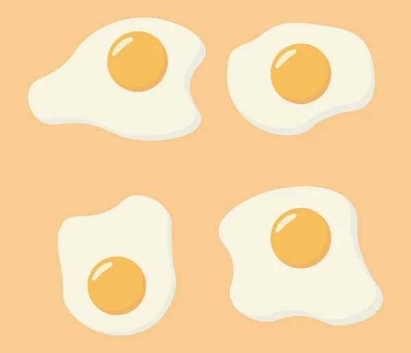 Conjunto Huevos Fritos Huevo Dibujos Animados Aislado Sobre Fondo Blanco — Vector de stock