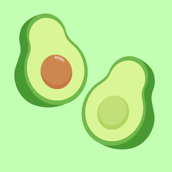 Frische Halbe Avocado Isoliert Auf Weißem Hintergrund Bio Lebensmittel Cartoon — Stockvektor