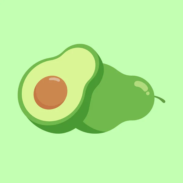 Frische Halbe Avocado Isoliert Auf Weißem Hintergrund Bio Lebensmittel Cartoon — Stockvektor