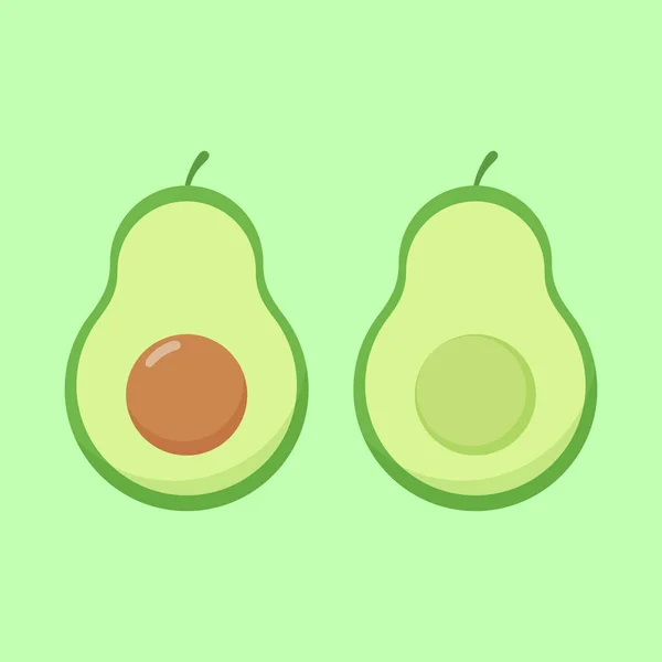 Verse Halve Avocado Geïsoleerd Witte Achtergrond Biologisch Voedsel Cartoon Stijl — Stockvector