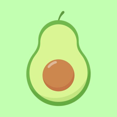 Taze yarım avokado beyaz arka plan üzerinde izole. Organik gıda. Çizgi film tarzı. Tasarım için vektör çizimi