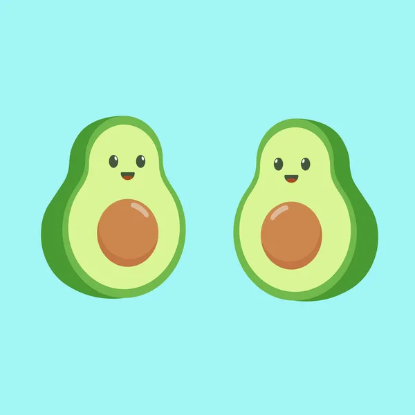 Lustig Glücklich Niedlich Glücklich Lächelndes Paar Verliebter Avocado Isoliert Auf — Stockvektor