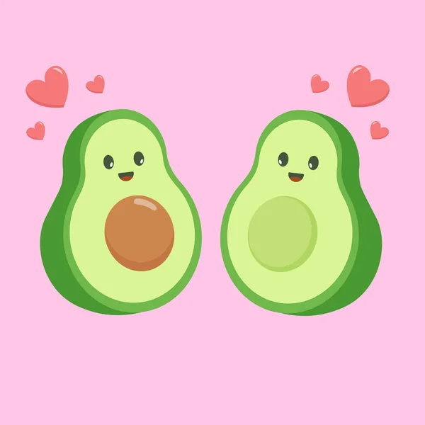Lustig Glücklich Niedlich Glücklich Lächelndes Paar Verliebter Avocado Isoliert Auf — Stockvektor