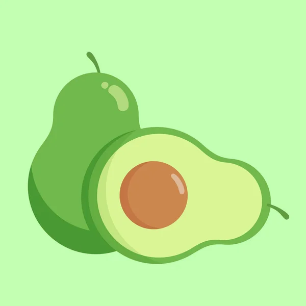 Verse Halve Avocado Geïsoleerd Witte Achtergrond Biologisch Voedsel Cartoon Stijl — Stockvector