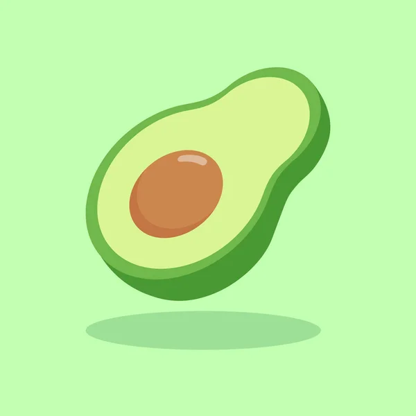 Fresh Half Avocado Isolated White Background Organic Food Cartoon Style — Stock Vector