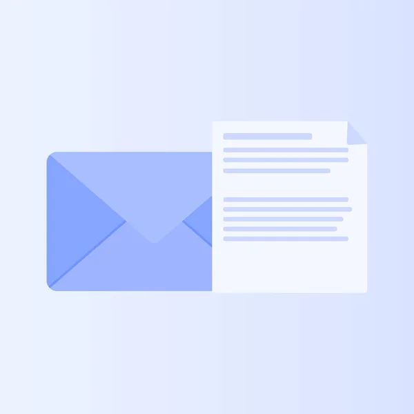 Envelope Mail Com Branco Aberto Isolado Fundo Azul Ilustração Para —  Vetores de Stock