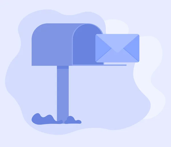 Postbus Met Mailenveloppe Geïsoleerd Blauwe Achtergrond Blauwe Postbus Cartoon Icoon — Stockvector