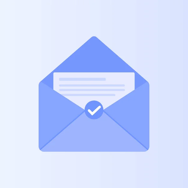 Mail Umschlag Mit Offenem Rohling Vereinzelt Auf Blauem Hintergrund Illustration — Stockvektor