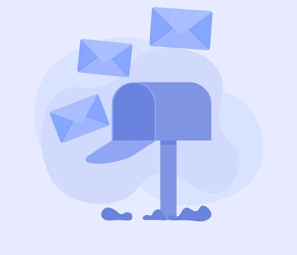 Boîte Aux Lettres Avec Enveloppe Électronique Isolé Sur Fond Bleu — Image vectorielle