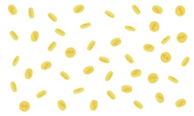 Uçan para madeni para vektör çizimi. Amerikan doları seti. Düşen para beyaz arka planda izole edilmiş. Finans ve iş için uygun