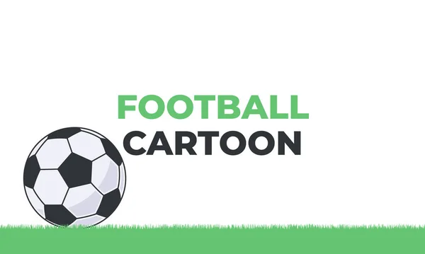 Cartoon Fußball Design Auf Grünem Gras Isoliert Mit Weißem Hintergrund — Stockvektor
