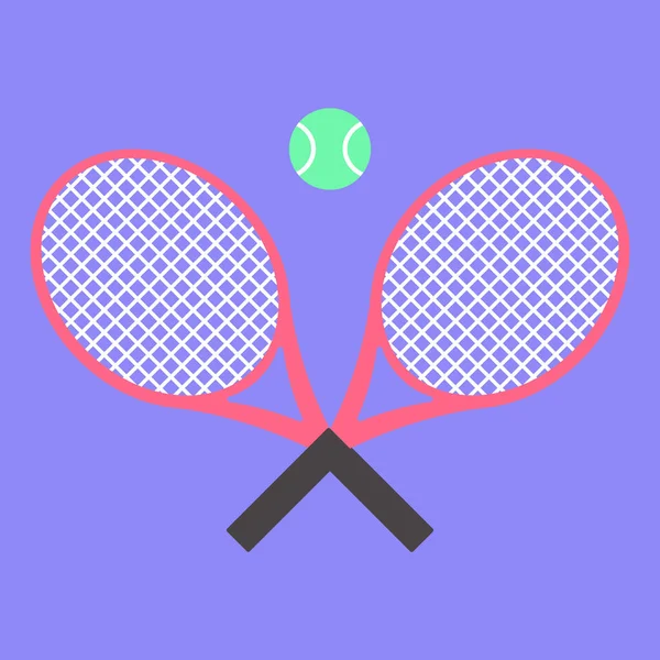 Tennis Racket Tennis Ball Tennis Court Isolated Purple Background Vector — Stock Vector
